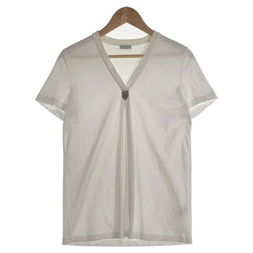 BRUNELLO CUCINELLI ブルネロクチネリ Vネック 半袖カットソー コットン ホワイト Size L 福生店