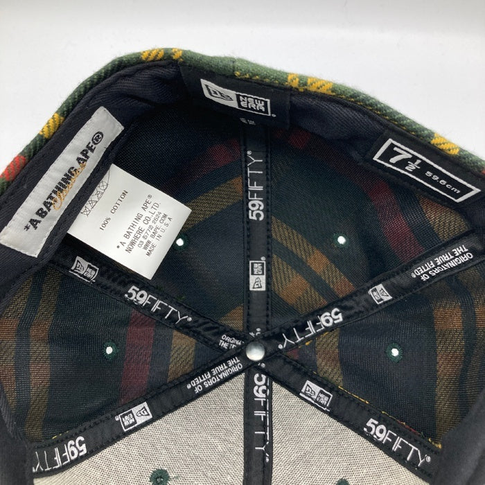 A BATHING APE アベイシングエイプ NEW ERA ニューエラ 伊勢丹チェック キャップ グリーン size7 1/2 瑞穂店