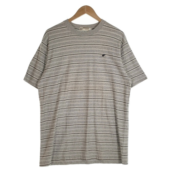A BATHING APE アベイシングエイプ BAPESTA刺繡 ボーダーTシャツ グレー 日本製 Size L 福生店