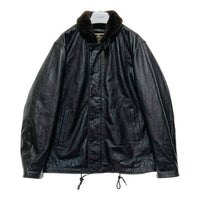 HOUSTON ヒューストン 8177 COW LEATHER N-1 DECK JACKET カウレザー デッキジャケット ブラック Size 44R 瑞穂店