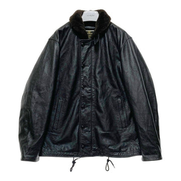 HOUSTON ヒューストン 8177 COW LEATHER N-1 DECK JACKET カウレザー デッキジャケット ブラック Size 44R 瑞穂店