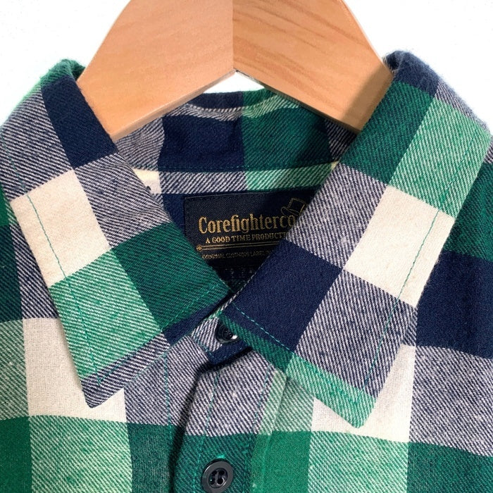 CORE FIGHTER コアファイター フランネルチェック 半袖シャツ グリーン Size M 福生店