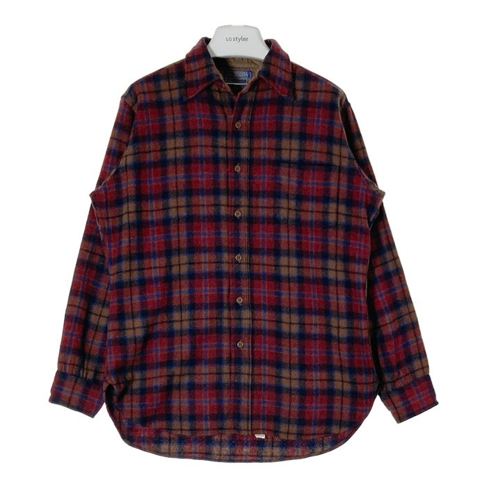 PENDLETON ペンドルトン 70's USA製 ウールシャツ 片ポケット ボルドーxブラウン sizeM 瑞穂店
