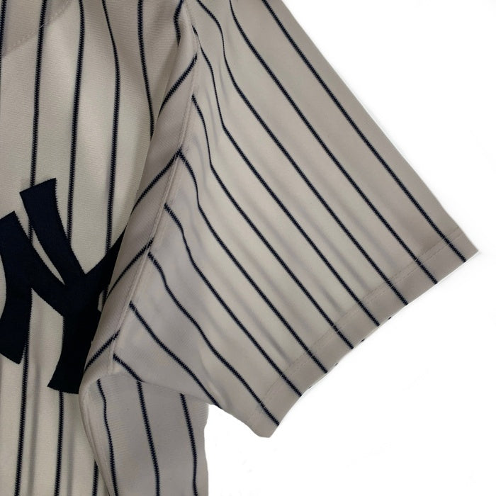 90's Russell Athletic ラッセルアスレチック Newyork Yankees ニューヨーク ヤンキース 半袖 ベースボールシャツ ホワイト ストライプ USA製 Size 44 福生店