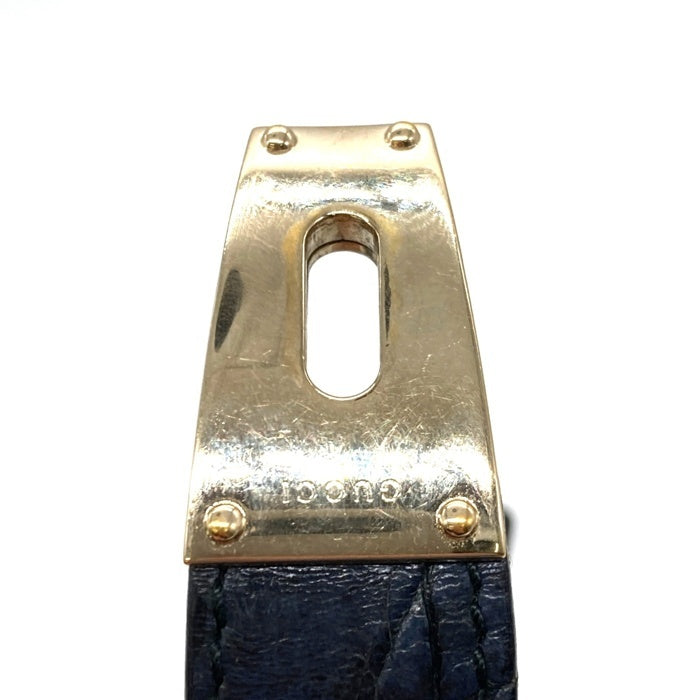 GUCCI グッチ レザーブレスレット ブラック ゴールド 137022 Size 腕回り19-20cm 瑞穂店
