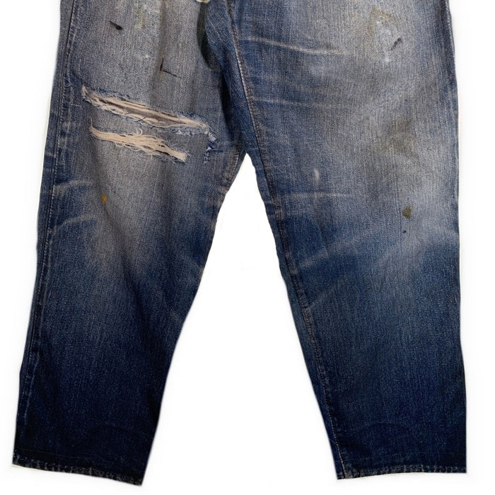 US アス Fake Vintage Denim Easy Pants フェイクヴィンテージデニム イージーパンツ 転写プリント インディゴ ライトブルー Size F 福生店