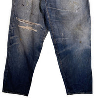 US アス Fake Vintage Denim Easy Pants フェイクヴィンテージデニム イージーパンツ 転写プリント インディゴ ライトブルー Size F 福生店