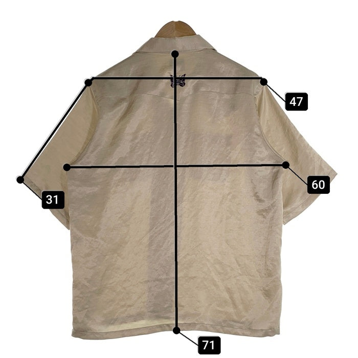 Needles ニードルズ S/S Cowboy One-Up Shirt  Poly Slub Sateen サテン 半袖 シャツ ベージュ MR254 Size M 福生店