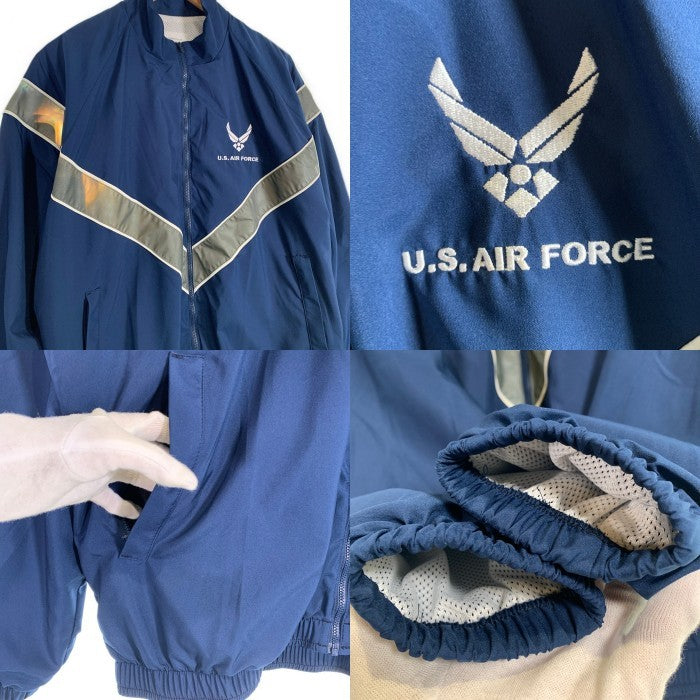 U.S.ARMY U.S. AIR FORCE 米空軍 IPFU ジップアップ トレーニングジャケット ネイビー シルバー 04-23 Size MEDIUM REGULAR 福生店