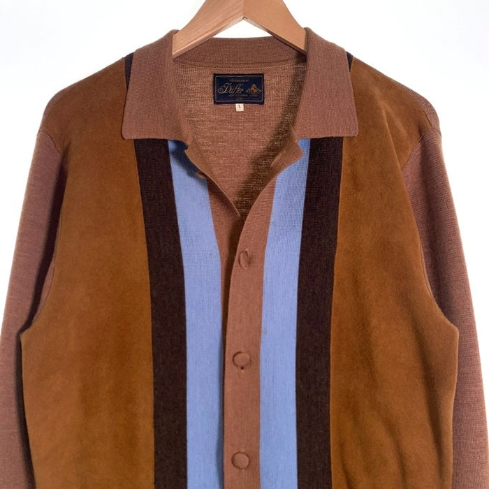 The Duffer of St. George ザ ダファー オブ セントジョージ SUEDE YARDIE CARDIE スエード ヤーディー カーディー ニットカーディガン ブラウン Size L 福生店