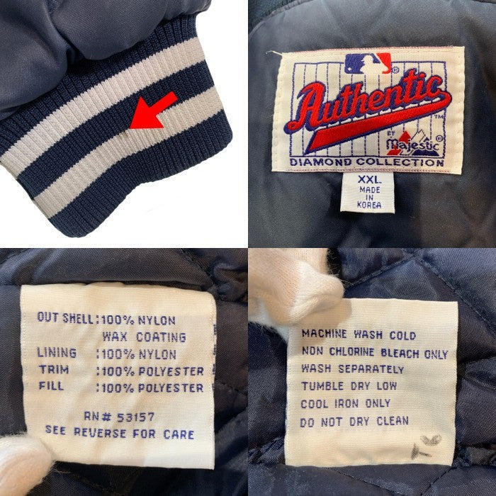 Majestic マジェスティック ニューヨーク・ヤンキース ナイロン スタジャン ネイビー 中綿 ワッペン ネイビー 韓国製 Size XXL 福生店
