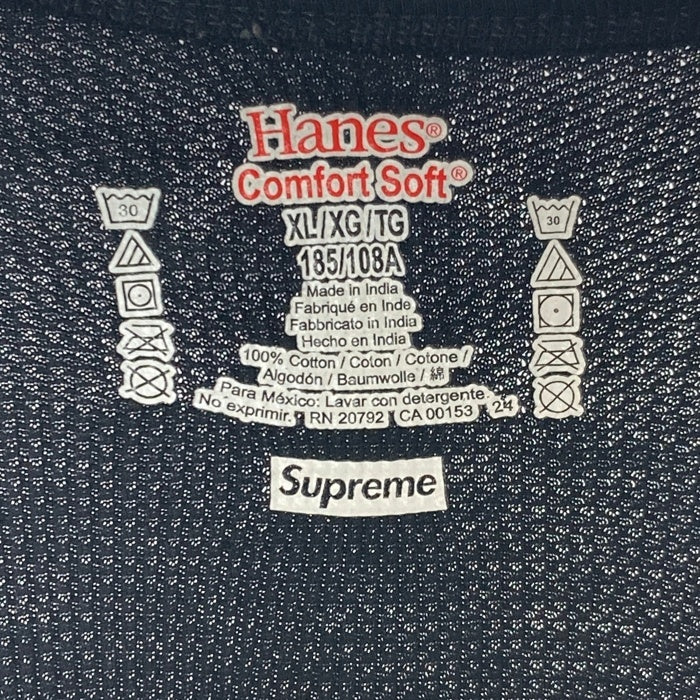 supreme シュプリーム x Hanes ヘインズ 骨サーマル ロングスリーブTシャツ ブラック sizeXL 瑞穂店