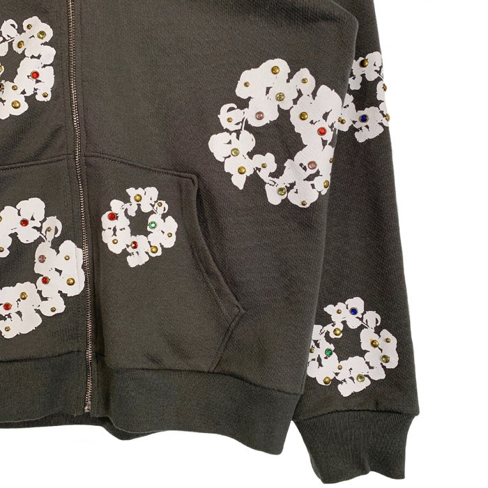 DENIM TEARS デニムティアーズ 24SS Rhinestone Cotton Wreath Zip Hoodie ラインストーン コットンリース ジップフーディ スウェットパーカー ヴィンテージブラック Size M 福生店