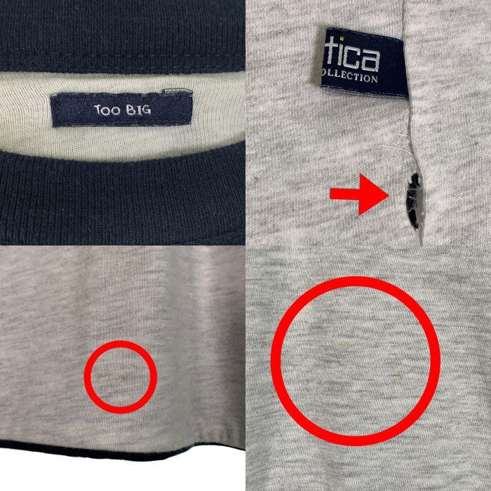 Nautica ノーティカ ダブルフェイス Tシャツ グレー ネイビー TOO BIG Size XXL 相当 福生店