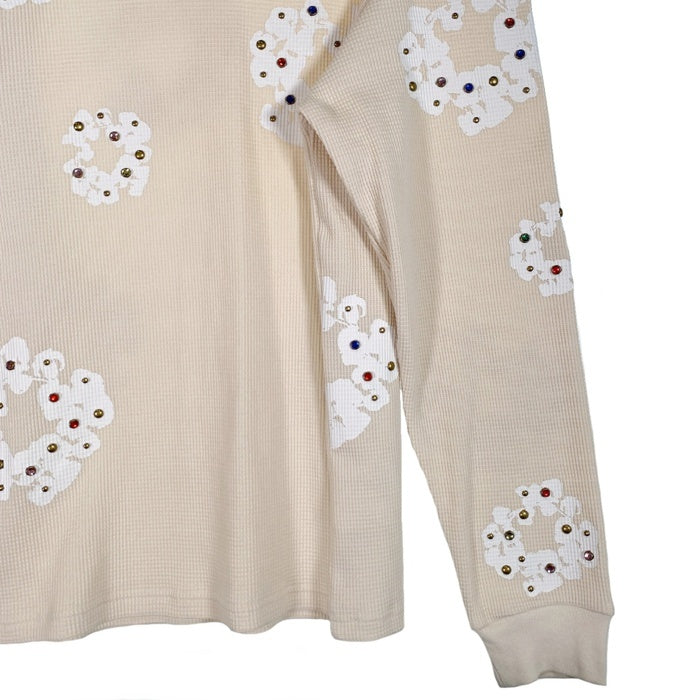DENIM TEARS デニムティアーズ RHINESTONE COTTON WREATH THERMAL ラインストーンコットンリース サーマルカットソー アイボリー Size M 福生店