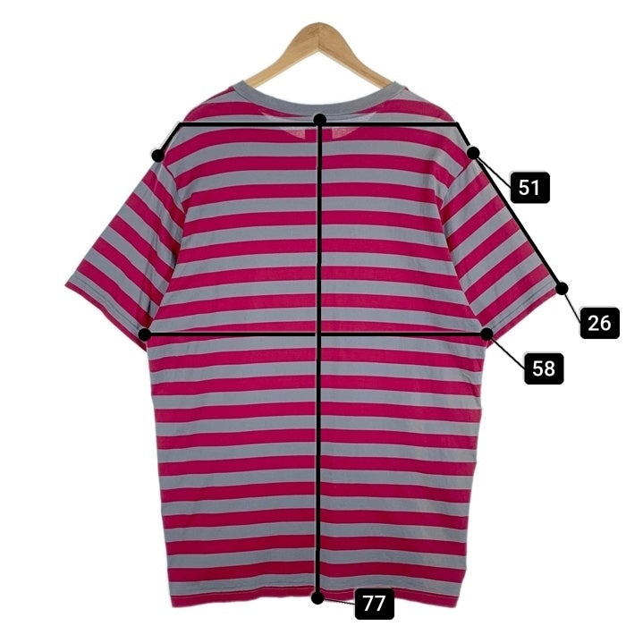 SUPREME シュプリーム 20AW Stripe Appliqué S/S Top ストライプアップリケ ショートスリーブトップ Tシャツ レッド グレー Size XL 福生店