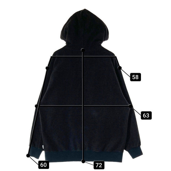 WTAPS ダブルタップス 19AW SWEAT SHIRT POLY DOWNY 02 192ATDT-CSM25 フリースパーカー ブラック  sizeXL 瑞穂店