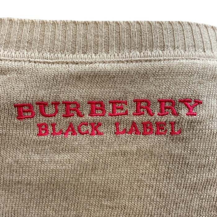 BURBERRY BLACK LABEL バーバリーブラックレーベル ウールニットカーディガン グレー ピンク 刺繡 D1N02-601-44 Size 3 福生店