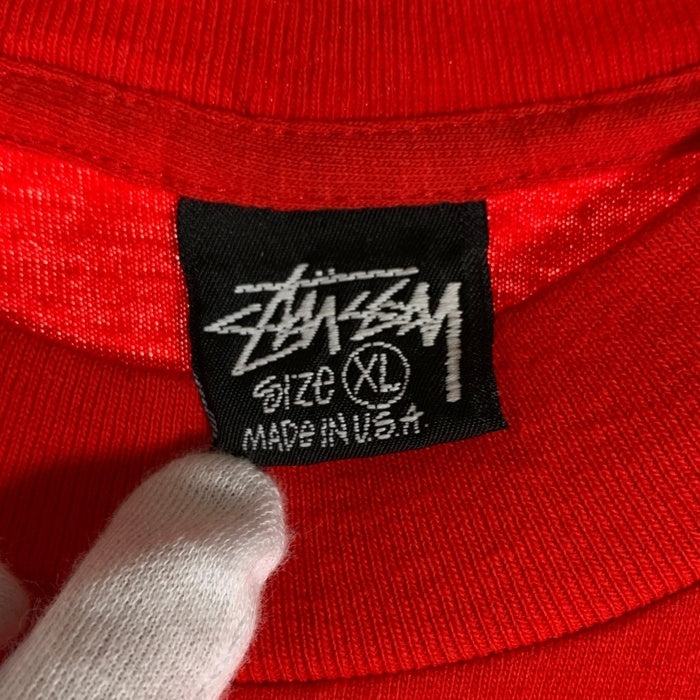 80's STUSSY ステューシー Skull Flouwer スカルフラワー 半袖 Tシャツ レッド USA製 Size XL 福生店