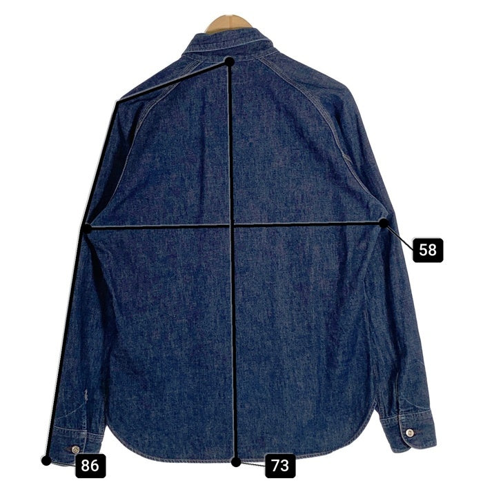 DELUXEWARE デラックスウェア USL DENIM SHIRT デニムシャツ ラグランスリーブ 比翼 インディゴ 40sモデル Size XL 福生店