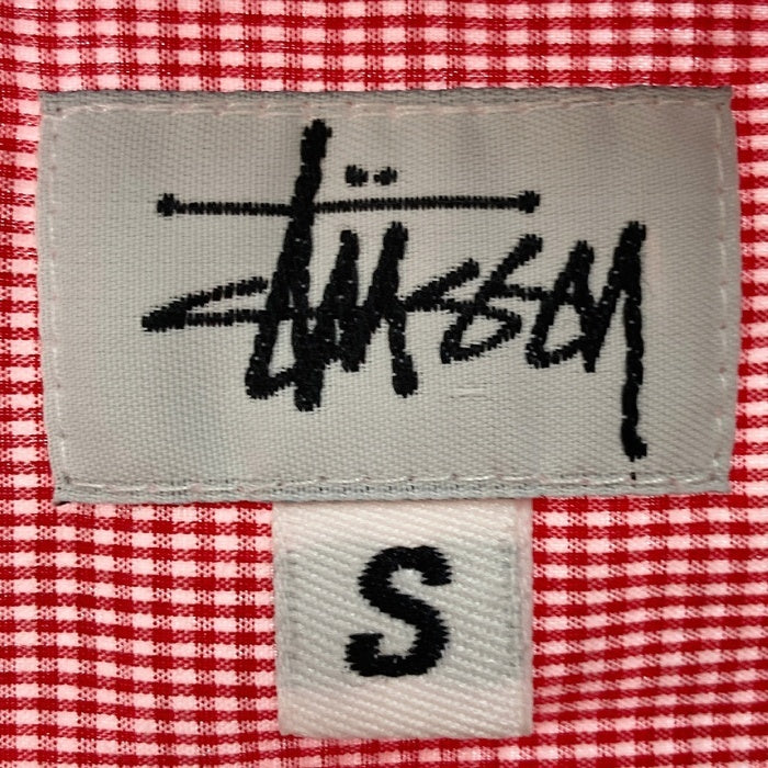 Stussy ステューシー USA製 ギンガムチェック 胸ショーンフォント刺繍 半袖シャツ レッド sizeS 瑞穂店