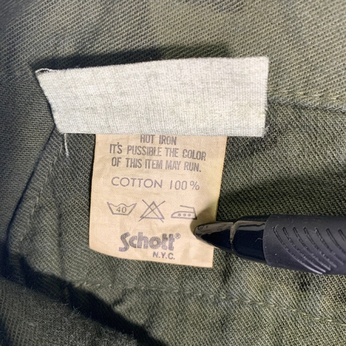 Schott ショット ミリタリートラウザーパンツ グリーン ボタンフライ 日本製 やや厚手 Size M-R 福生店