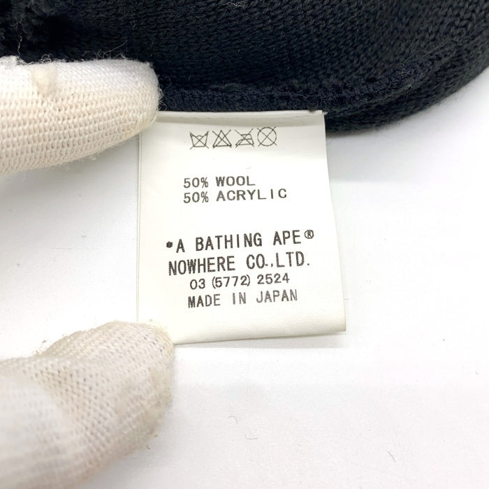 A BATHING APE アベイシングエイプ スワロフスキー フェイス ビーニー ニットキャップ ブラック ウール アクリル 日本製 福生店