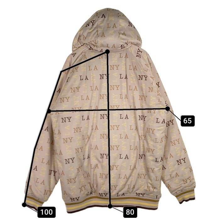 Kno betta ノーベター NY LA プリント ジップアップ 中綿ジャケット ベージュ HIPHOP Size 2XL 福生店