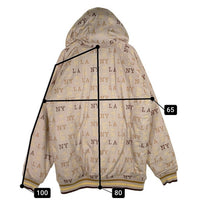 Kno betta ノーベター NY LA プリント ジップアップ 中綿ジャケット ベージュ HIPHOP Size 2XL 福生店
