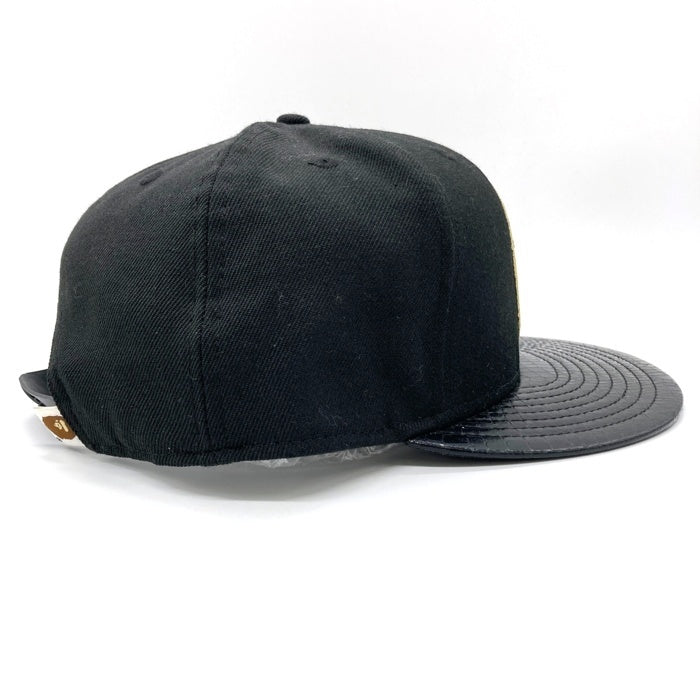 A BATHING APE アベイシングエイプ 24karats トゥエンティーフォーカラッツ New Era ニューエラ サル刺繍 型押し 9FIFTY キャップ 帽子 ブラック×ゴールド sizeF -2 瑞穂店