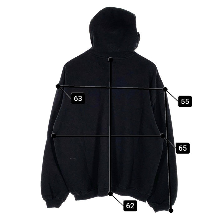 80's STUSSY ステューシー プルオーバースウェットパーカー 胸ポケットロゴ刺繡 ブラック 裏起毛 USA製 黒タグ オールド 短丈ボックス Size L 福生店