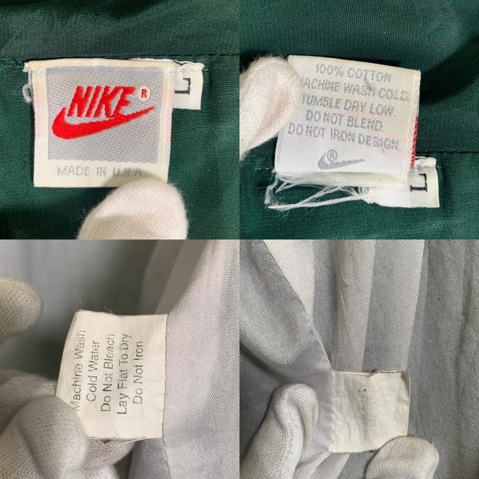 90’s NIKE ナイキ トラックジャケット ジップアップ スウッシュ刺繍 グリーン USA製 Size L 福生店