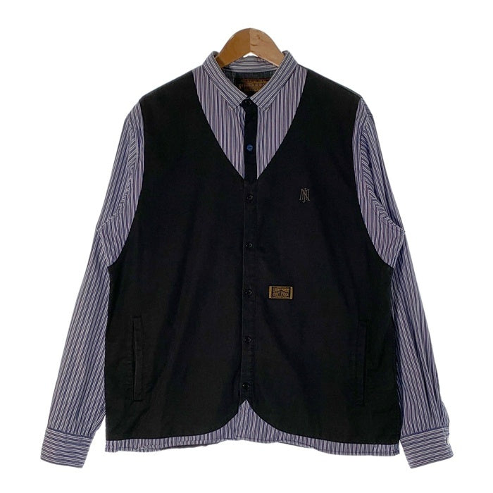 NEIGHBORHOOD ネイバーフッド 10AW CHANNNEL 7 C-SHIRT LS ストライプ切替 ロングスリーブシャツ ブラック ブルー 102BENH-SHM01 Size XL 福生店