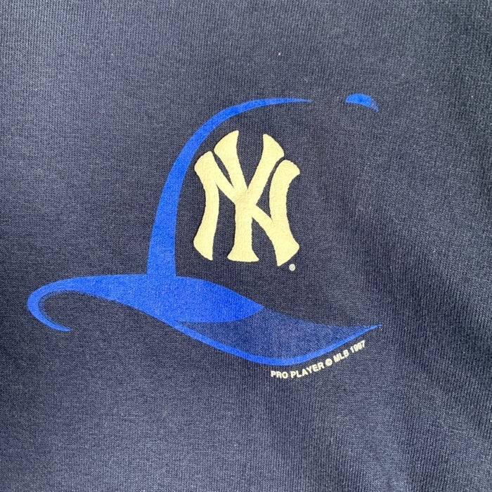 PRO PLAYER プロプレイヤー Newyork Yankees ニューヨーク ヤンキース 半袖 刺繍 Tシャツ ネイビー USA製 Size L 福生店