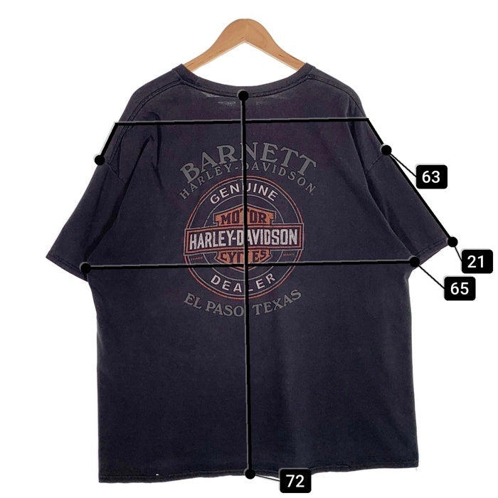 HARLEY-DAVIDSON ハーレーダビッドソン スカル バー&シールド プリントTシャツ ブラック ホンジュラス製 Size 2XL 福生店