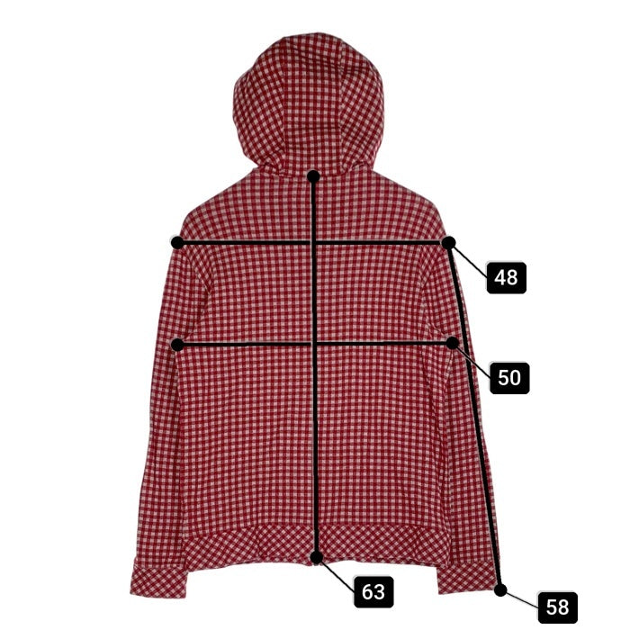 BURBERRY BLACK LABEL バーバリーブラックレーベル ジップアップ コットンパーカー チェック ホース刺繡 レッド BMV04-203-16 Size 3 福生店