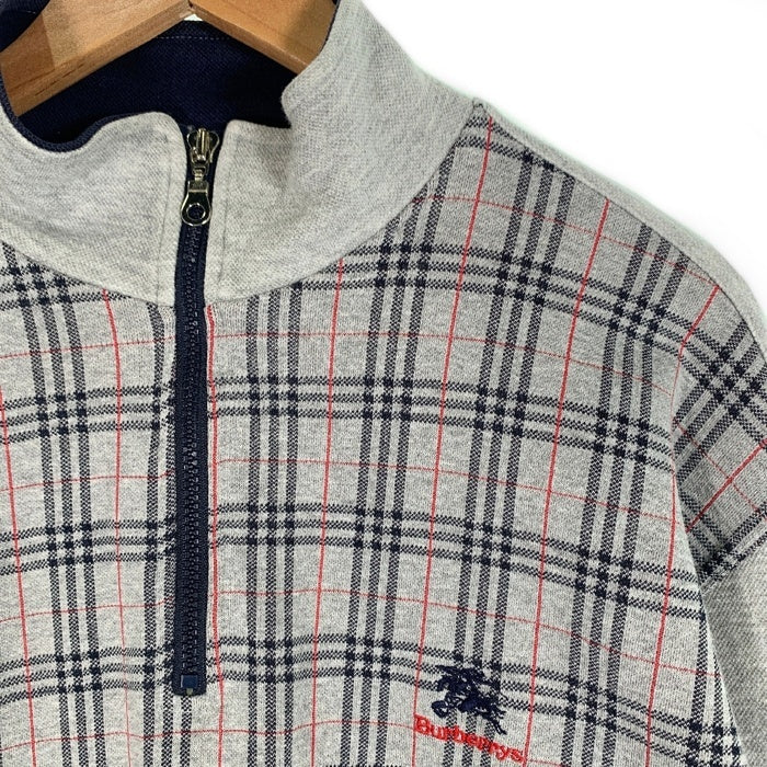 Burberrys バーバリー ハーフジップ プルオーバートップ グレー ノバチェック コットン イングランド製 Size L 福生店