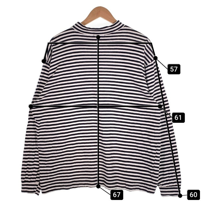 80's STUSSY ステューシー モックネック ボーダーポケットロングスリーブTシャツ ブラック ホワイト USA製 黒タグ Size L 福生店