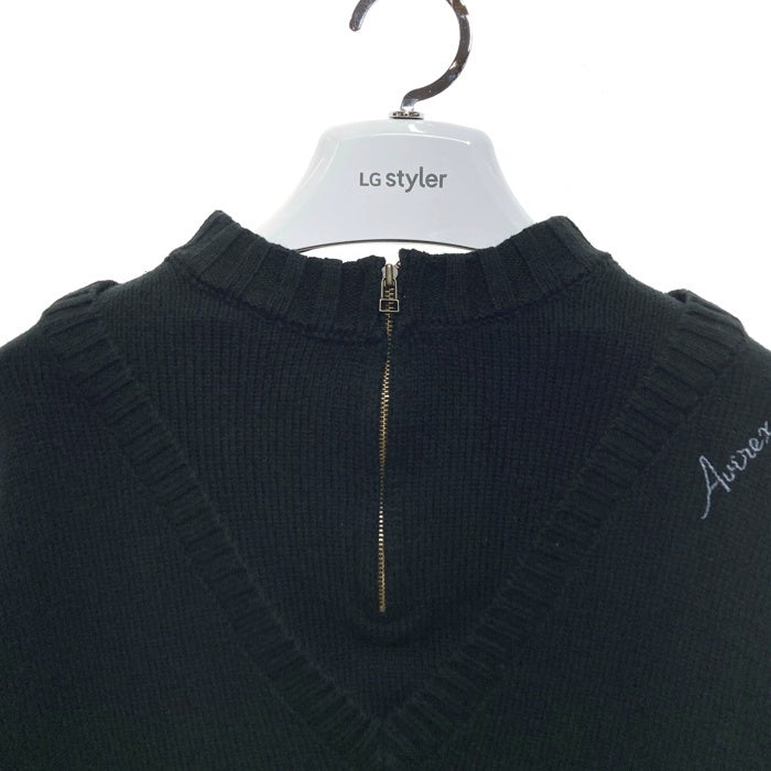 AVIREX ボトルネックスリーブ刺繍トップス ブラック SizeF 瑞穂店