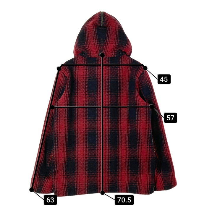 JELADO ジェラード Wool Hunting Jacket ウールハンティングジャケット フード付 チェック レッド size38 瑞穂店