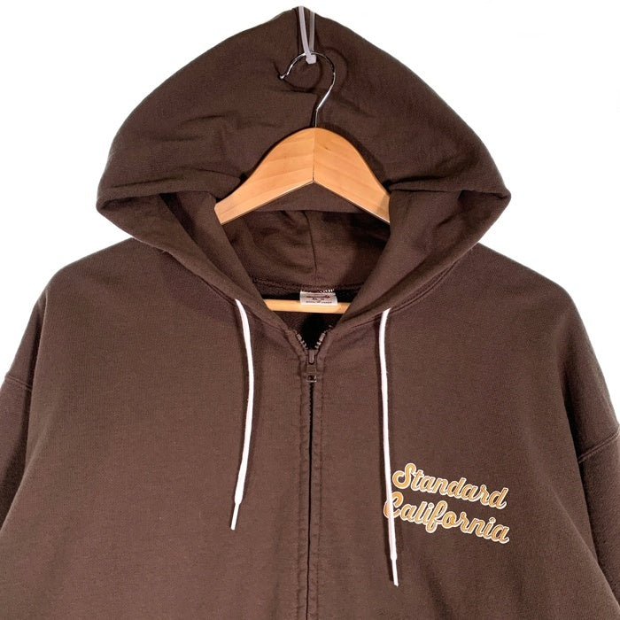 STANDARD CALIFORNIA スタンダードカリフォルニア SD US Cotton Script Logo Zip Hood Sweat コットン スクリプト ロゴ ジップ フード スウェット フーディー パーカー ブラウン Size XL 福生店