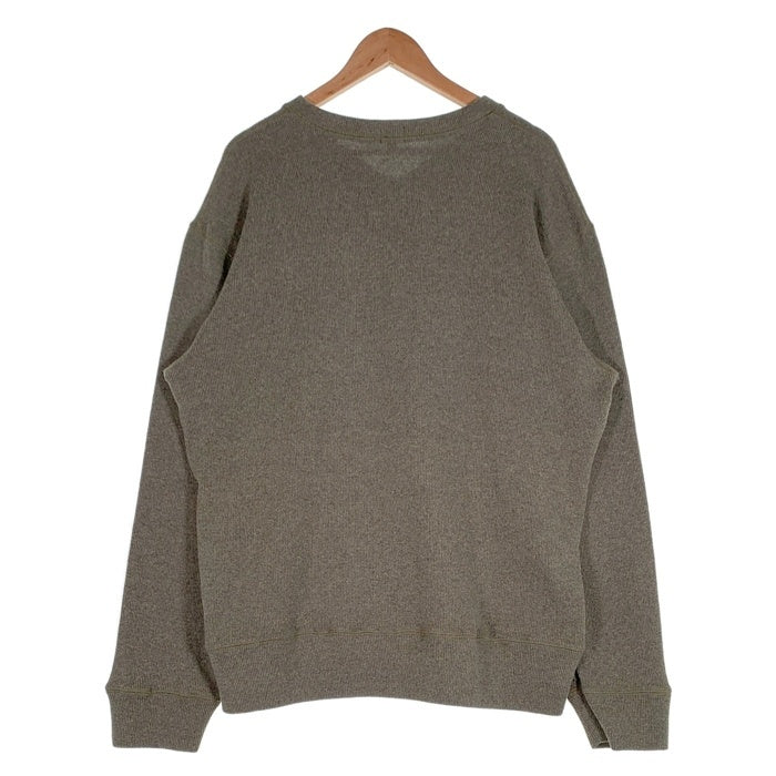 90's STUSSY ステューシー ショーンフォントロゴ刺繡 コットンポリ Vネック ニットセーター オリーブ USA製 紺タグ Size L 福生店