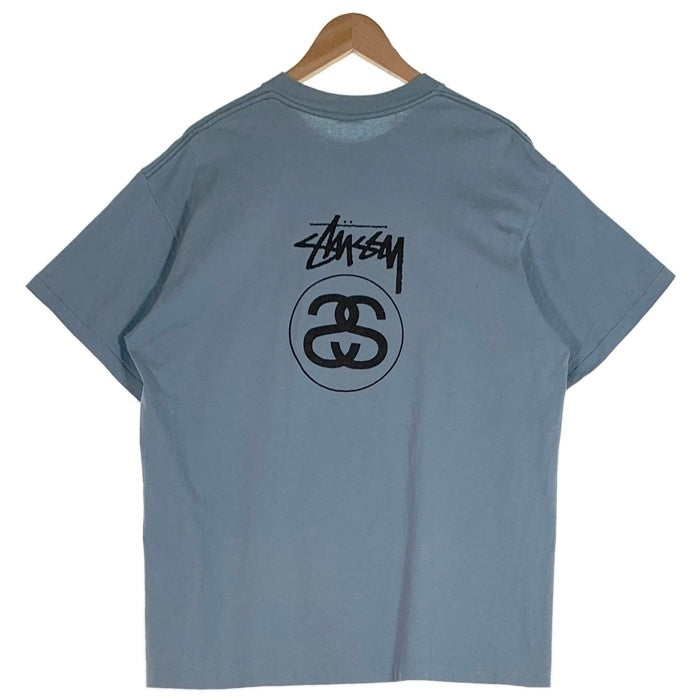 80's STUSSY ステューシー シャネルロゴ 半袖 Tシャツ ライトブルー Size XL 福生店