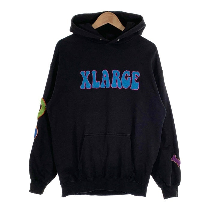 X-LARGE エクストララージ FLOWER PULLOVER HOODED SWEAT フラワー プルオーバースウェットパーカー ブラック 101224012009 Size M 福生店