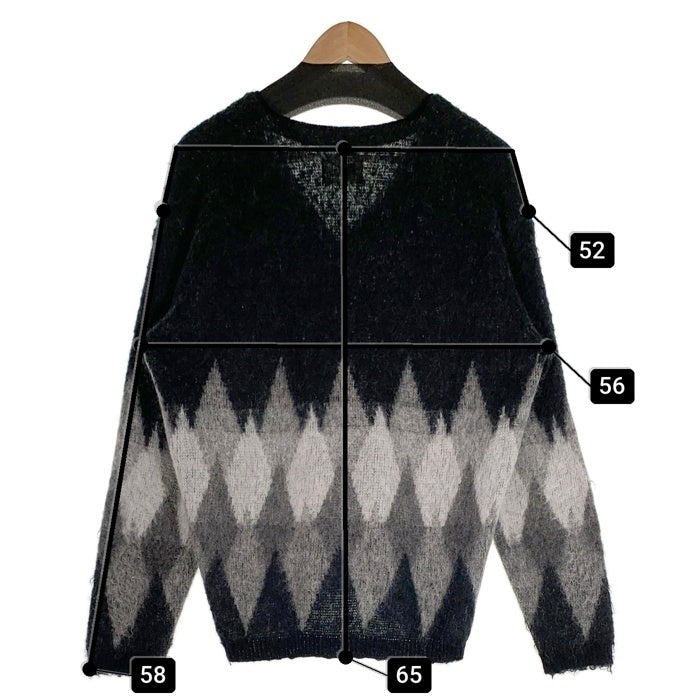 MASSES マシス アーガイル ウールニットカーディガン アクリル ナイロン ブラック グレー Size M 福生店