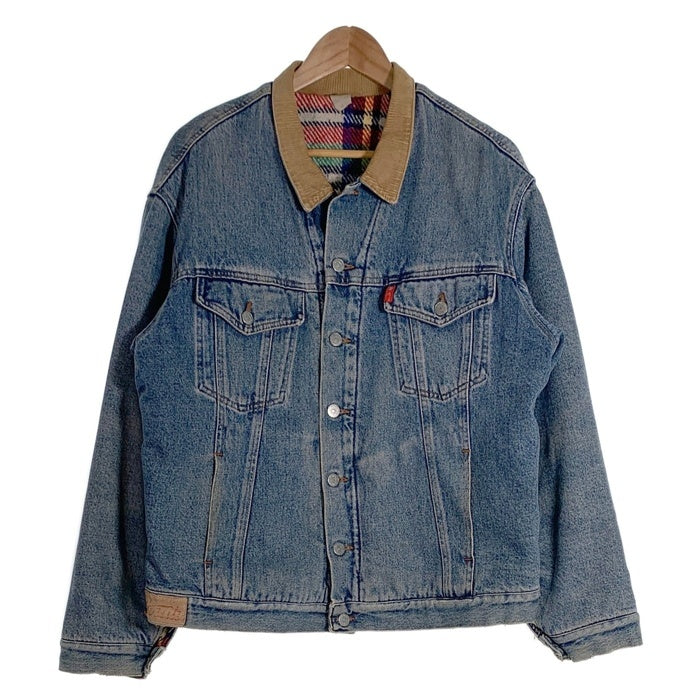 AVIATIC アビアティック デニムジャケット 襟コーデュロイ インディゴ フランネルチェックライナー イタリア製 Size M 福生店