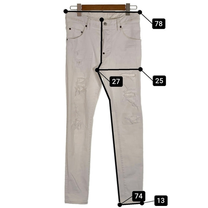 DSQUARED2 ディースクエアード ダメージ加工 スキニー デニムパンツ ホワイト Size 46 福生店