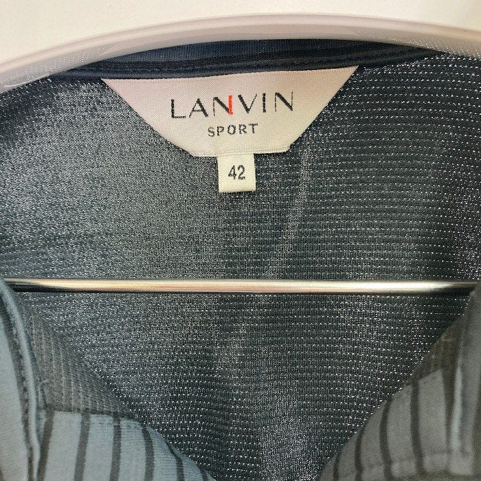 LANVIN SPORT ランバンスポーツ ロゴラインストーン ハーフジップ ボーダートップス グレー×ブラック size42 瑞穂店