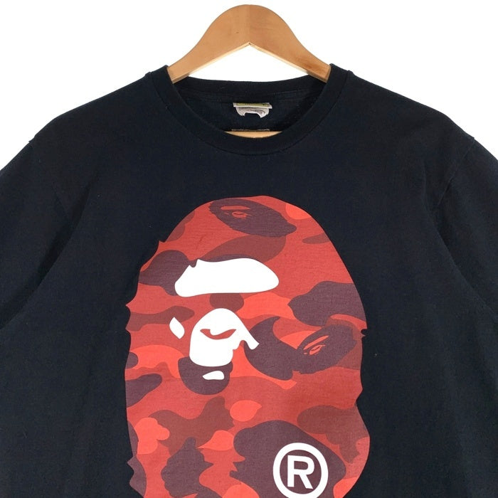 A BATHING APE アベイシングエイプ COLOR CAMO BIG HEAD TEE カラーカモ ビッグヘッド プリントTシャツ ブラック Size L 福生店