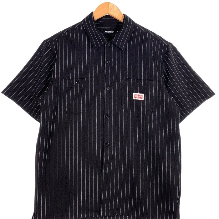 XLARGE エクストララージ S/S STRIPE WORK SHIRT ストライプワークシャツ ブラック 01191409 ポリエステル Size M 福生店